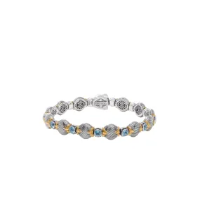 Konstantino Kyma Collection Sterling and Gold Refined Grace Sky Blue Topaz Bracelet