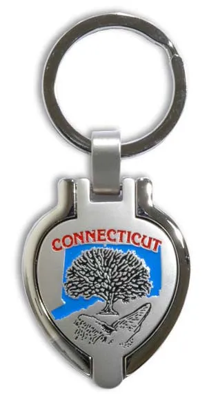 KRCT10 Key Ring Pewter Locket Connecticut