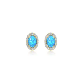 Lafonn Classic Oval Blue Blue Opal Earring E0323BOG00