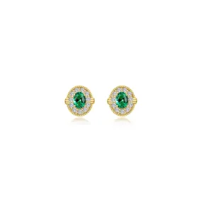 Lafonn Simulated Diamond & Emerald Halo Stud Earrings E0592CEG00