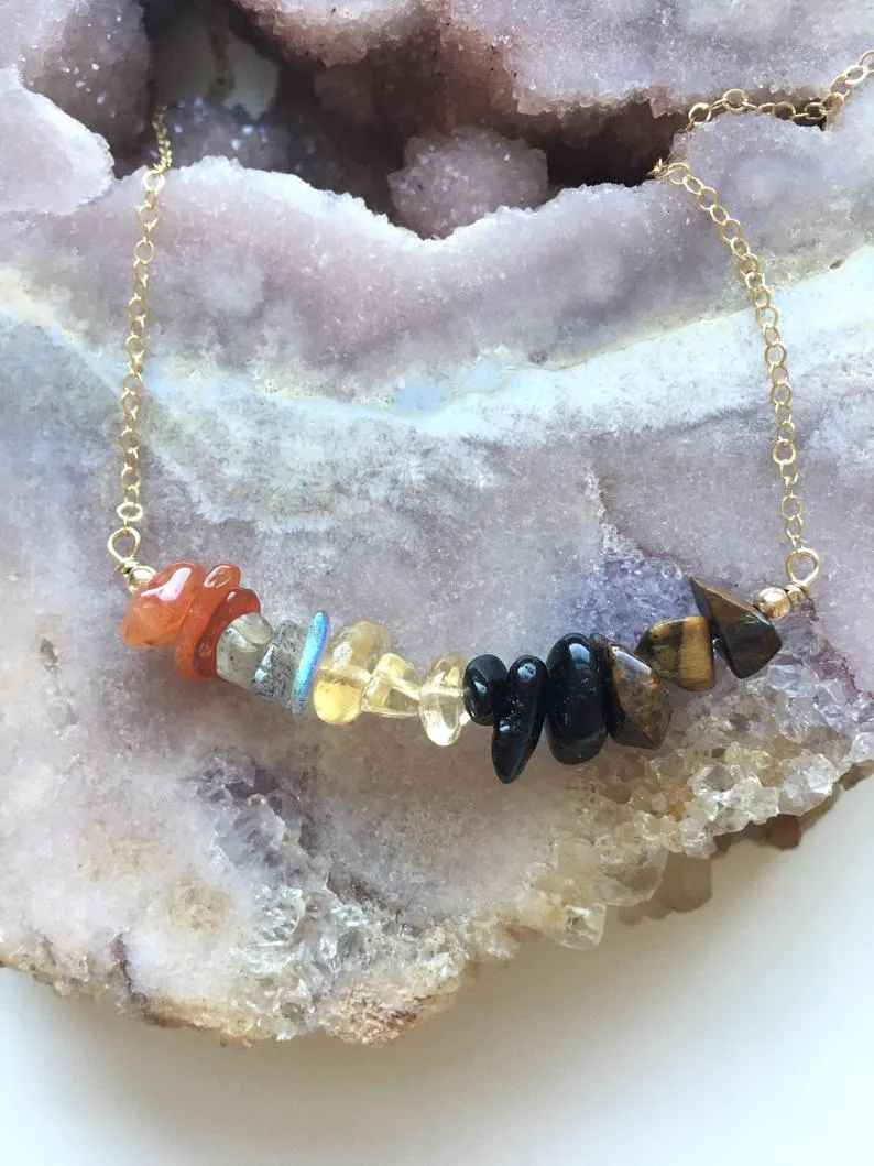 Leo Zodiac Sign Crystal Necklace - July Birthday Gift - August Birthday Gift - Zodiac Gift - Crystal Healing