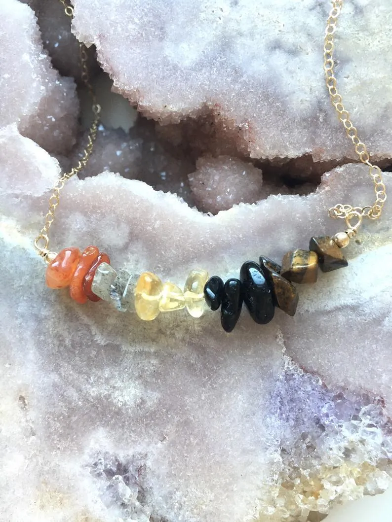 Leo Zodiac Sign Crystal Necklace - July Birthday Gift - August Birthday Gift - Zodiac Gift - Crystal Healing