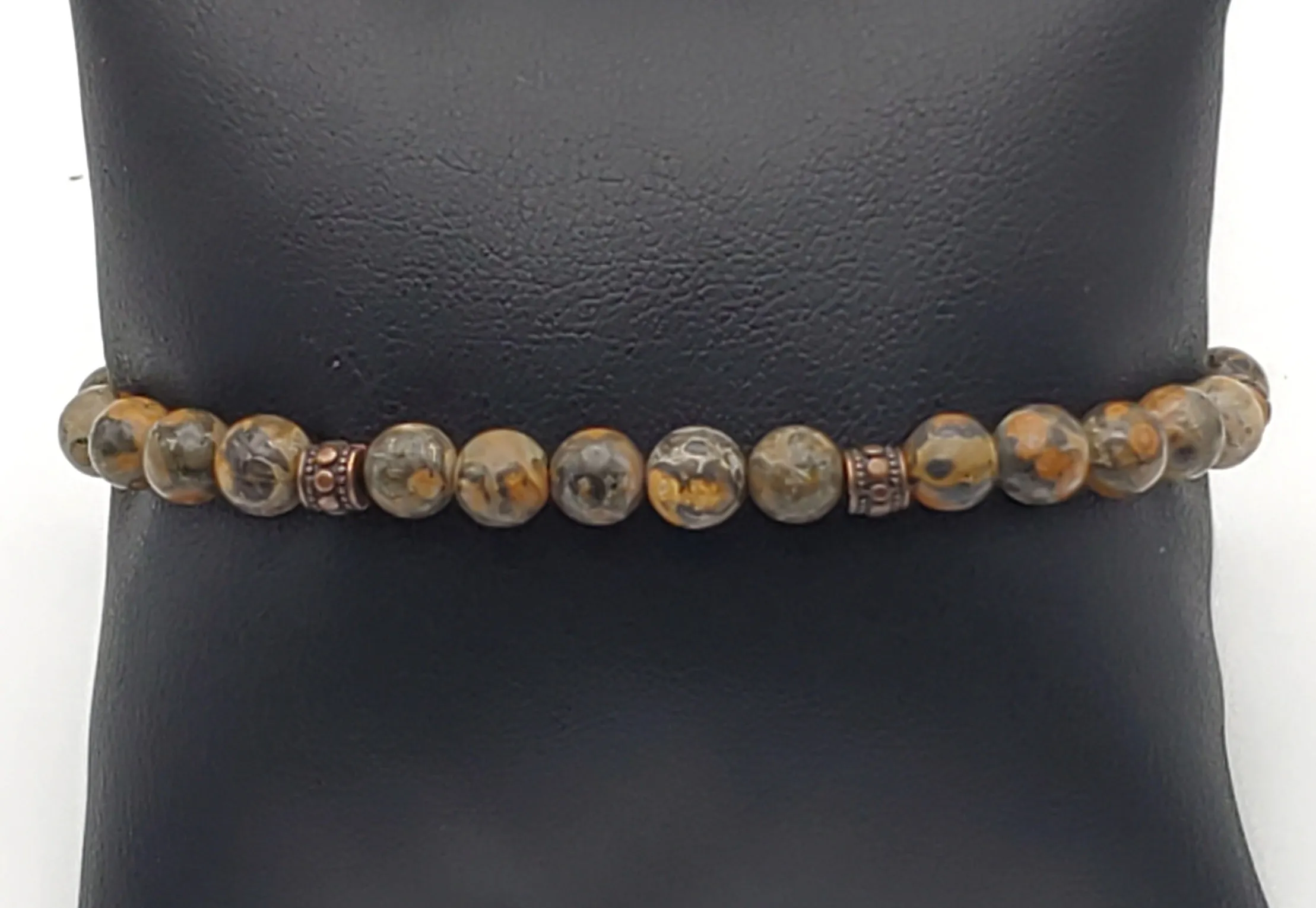 Leopard Skin Jasper Beaded Stretch Bracelet