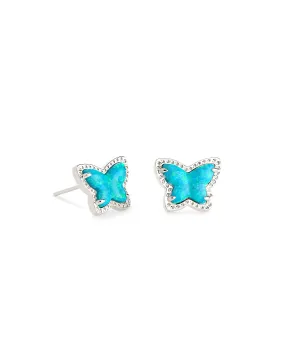 Lillia Butterfly Stud Earring Rhodium - Turquoise Opal