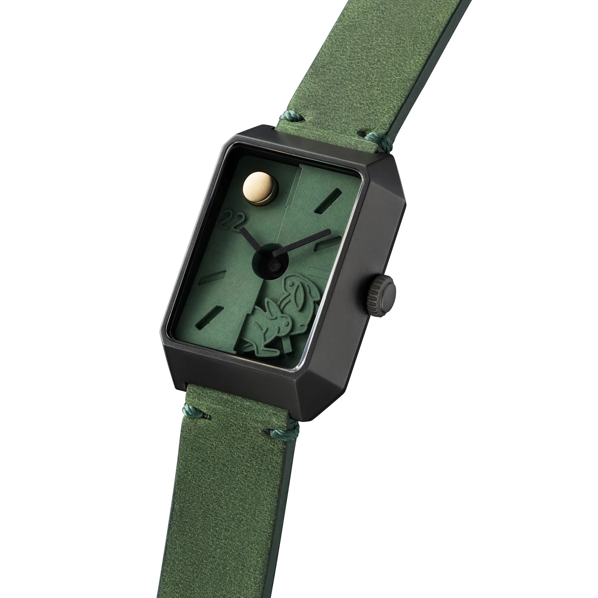 Limited Rabbit Edition Concrete Watch Manual Wind_Moss green (Woman)