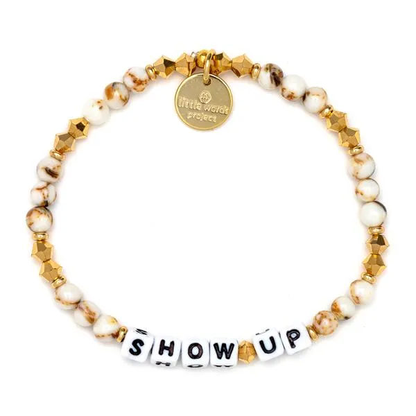 Little Words Project Fall For Me - Show Up - White/Gold Marble