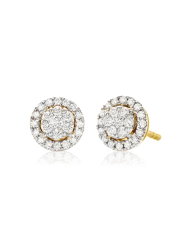 London 9ct Yellow Gold Round Brilliant Cut with 0.30 CARAT tw of Diamonds Stud Earrings