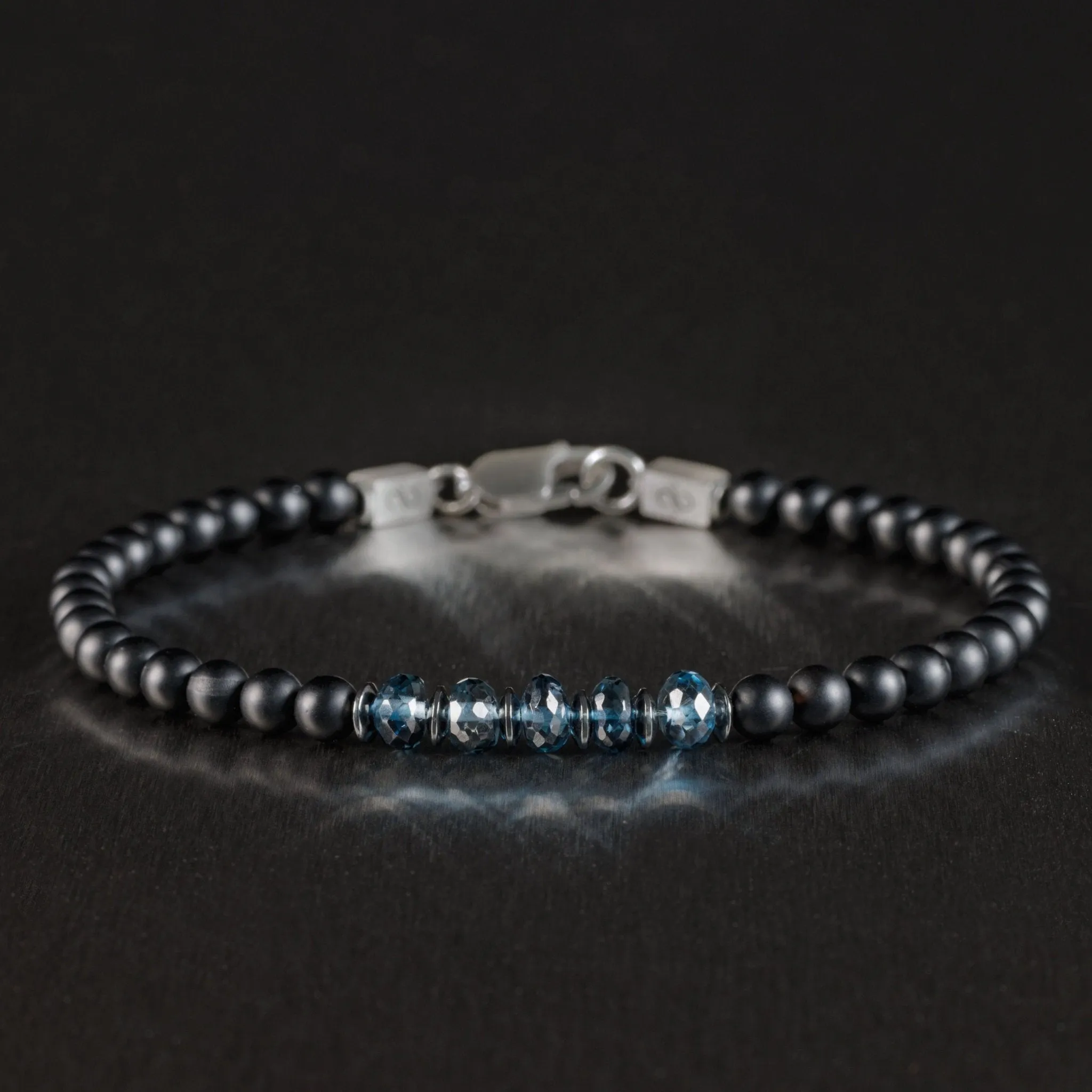 London Blue Topaz - Black Agate Bracelet II (4-5mm)