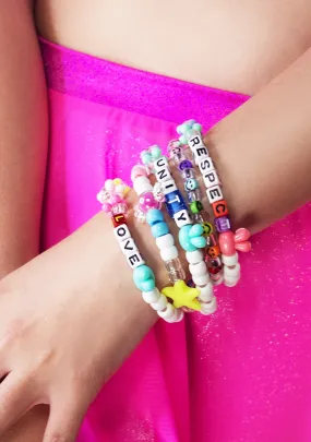 Love Unity Respect 5PC Stacked Rave Kandi Bracelet