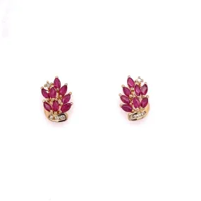 Marquise Ruby and Diamond accent Earrings 14kt Yellow Gold