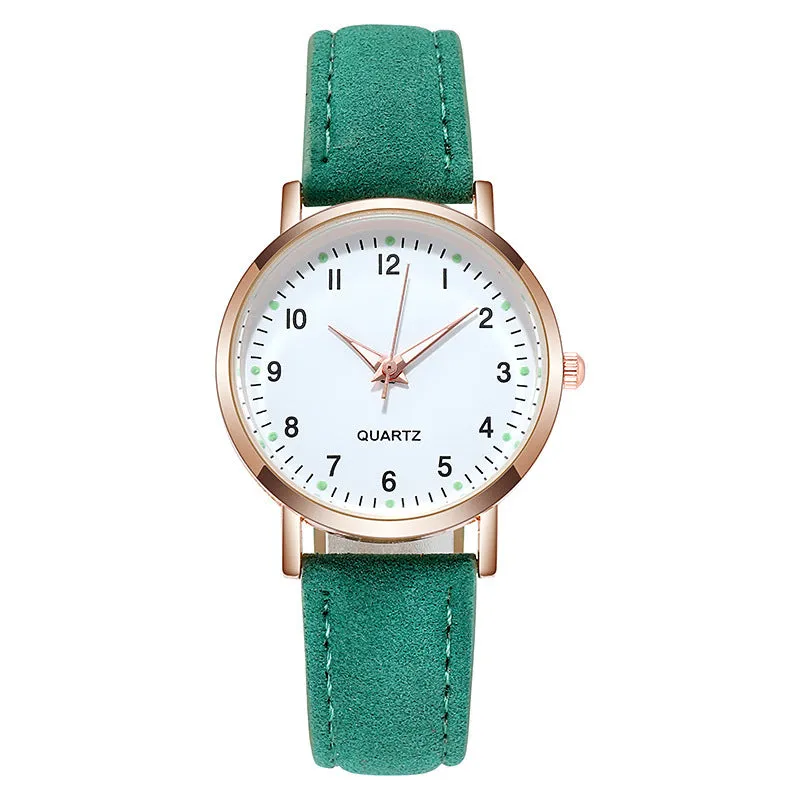 Men's and Women's Luminous Watch Small Fresh Matte Leather Casual Watch Women's Quartz Watch