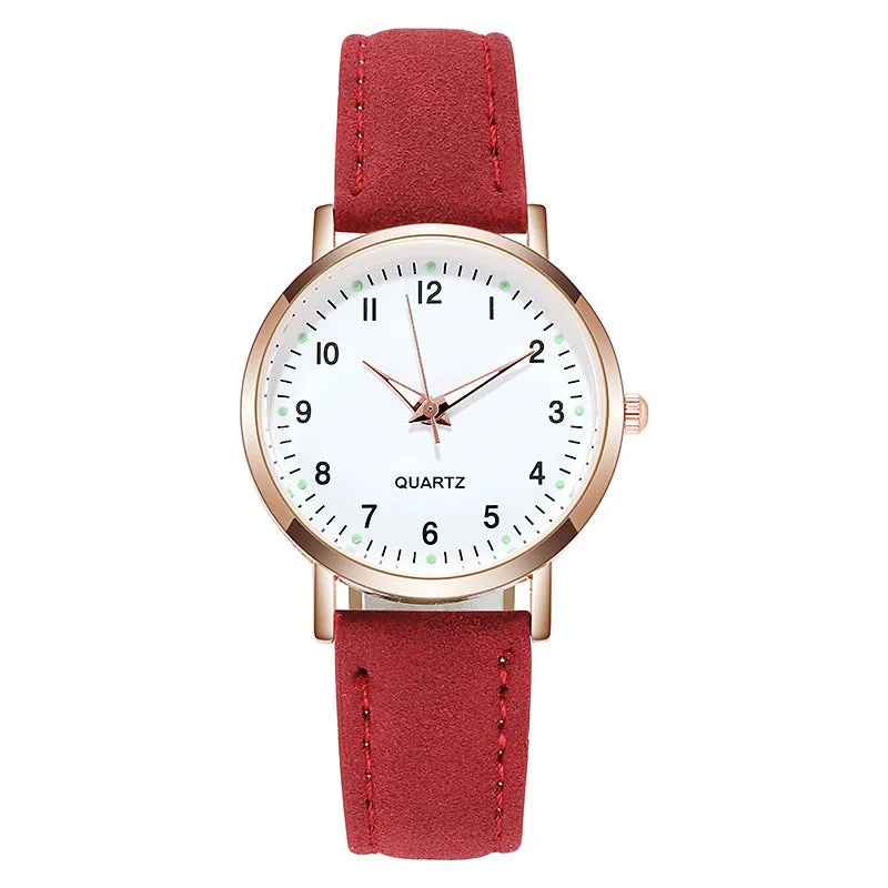 Men's and Women's Luminous Watch Small Fresh Matte Leather Casual Watch Women's Quartz Watch