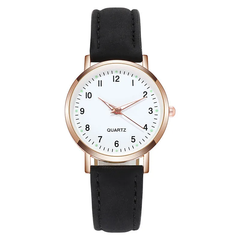 Men's and Women's Luminous Watch Small Fresh Matte Leather Casual Watch Women's Quartz Watch