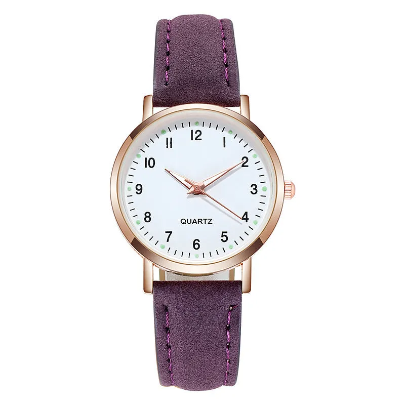 Men's and Women's Luminous Watch Small Fresh Matte Leather Casual Watch Women's Quartz Watch