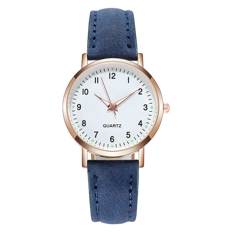 Men's and Women's Luminous Watch Small Fresh Matte Leather Casual Watch Women's Quartz Watch