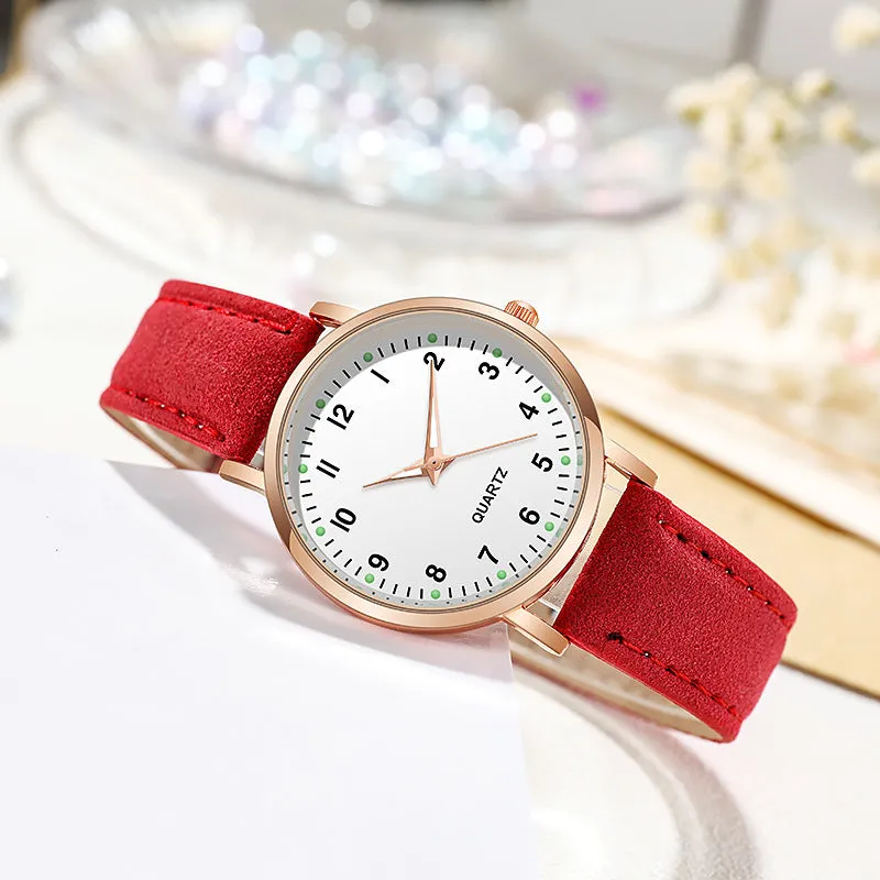 Men's and Women's Luminous Watch Small Fresh Matte Leather Casual Watch Women's Quartz Watch