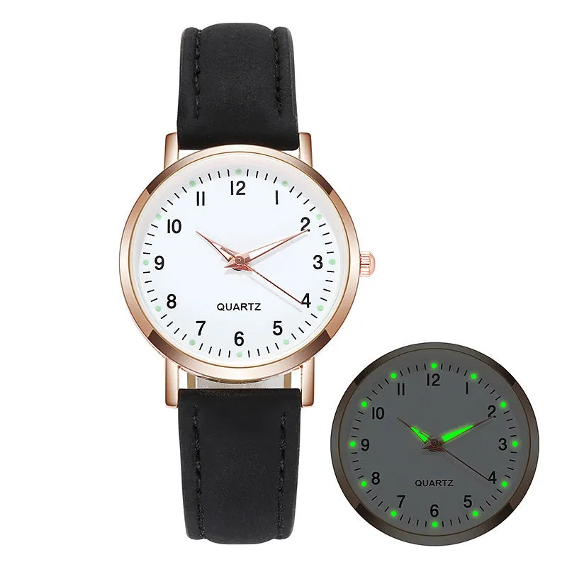 Men's and Women's Luminous Watch Small Fresh Matte Leather Casual Watch Women's Quartz Watch