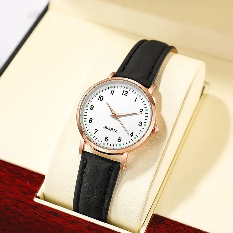 Men's and Women's Luminous Watch Small Fresh Matte Leather Casual Watch Women's Quartz Watch