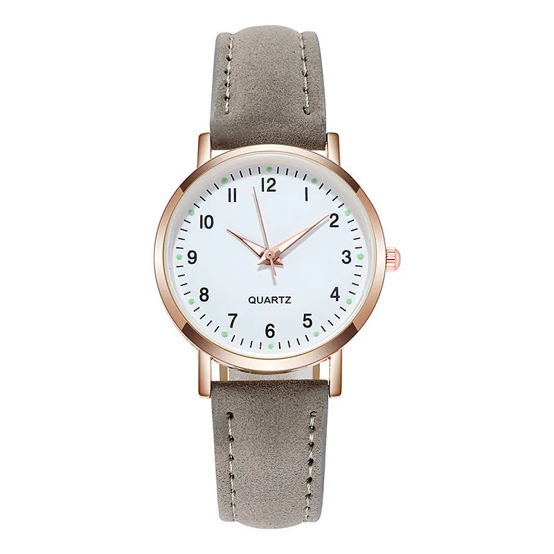 Men's and Women's Luminous Watch Small Fresh Matte Leather Casual Watch Women's Quartz Watch