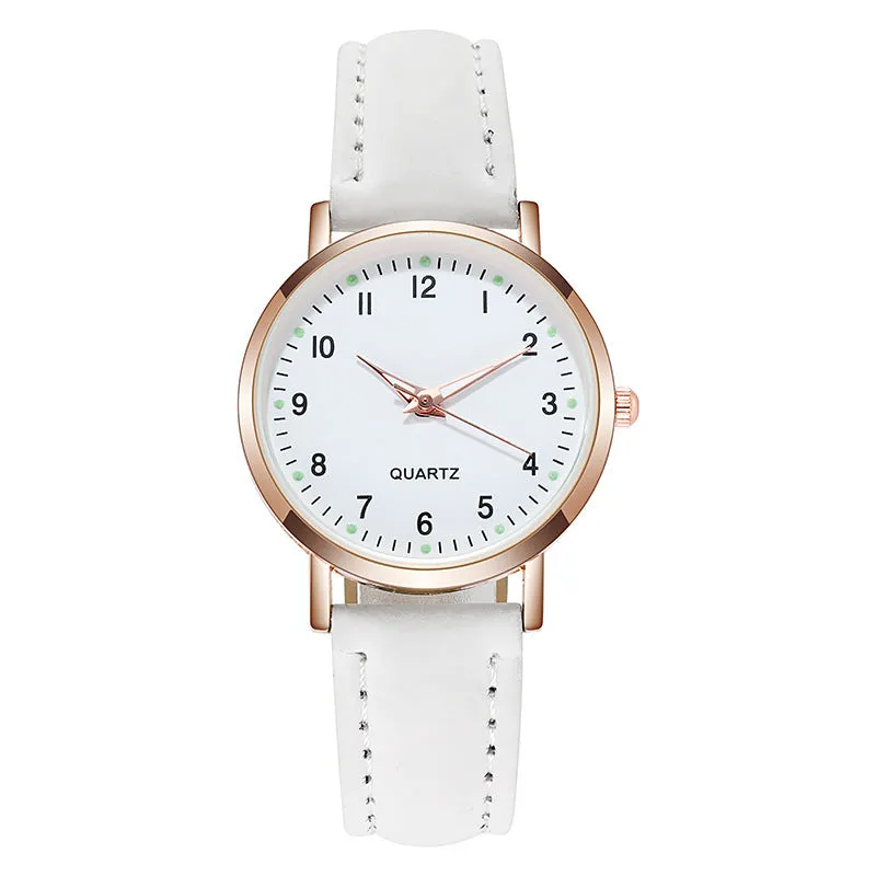 Men's and Women's Luminous Watch Small Fresh Matte Leather Casual Watch Women's Quartz Watch