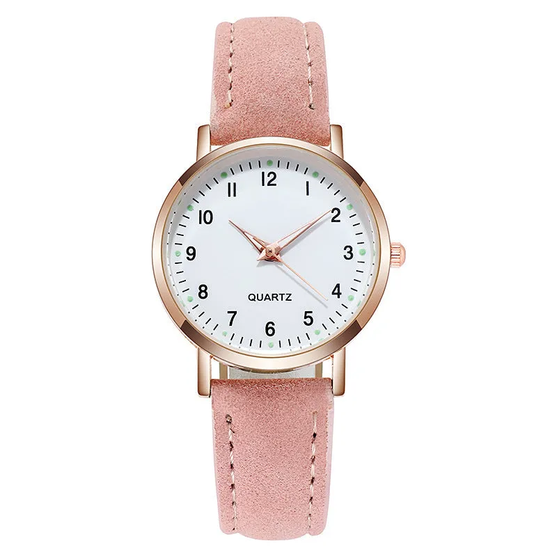 Men's and Women's Luminous Watch Small Fresh Matte Leather Casual Watch Women's Quartz Watch