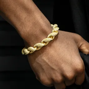 Mens Gold Iced Out Solid Rope Bracelet