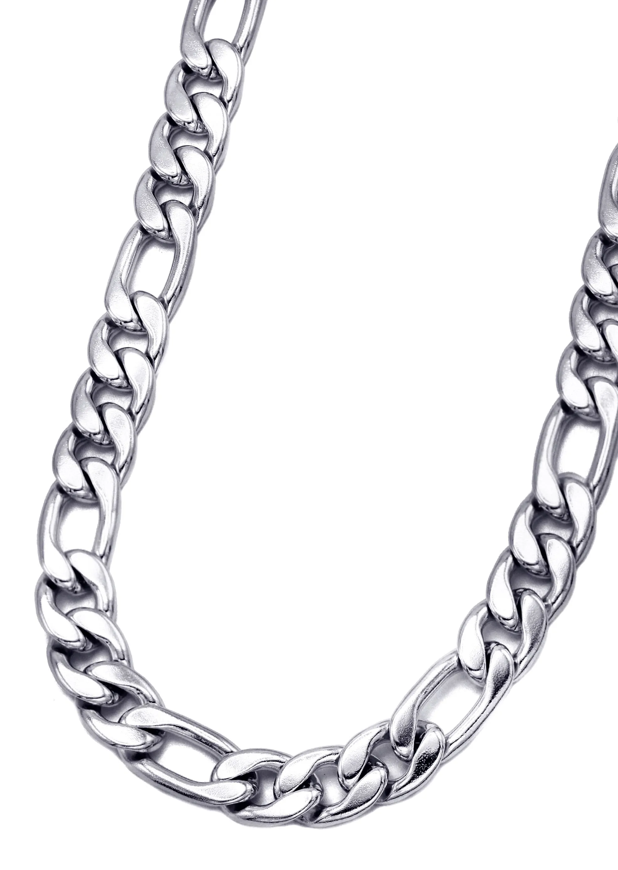 Mens White Gold Figaro Chain