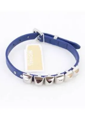 Michael Kors Blue Silver Leather Pyramid Stud Buckle Bracelet Mkj2977040