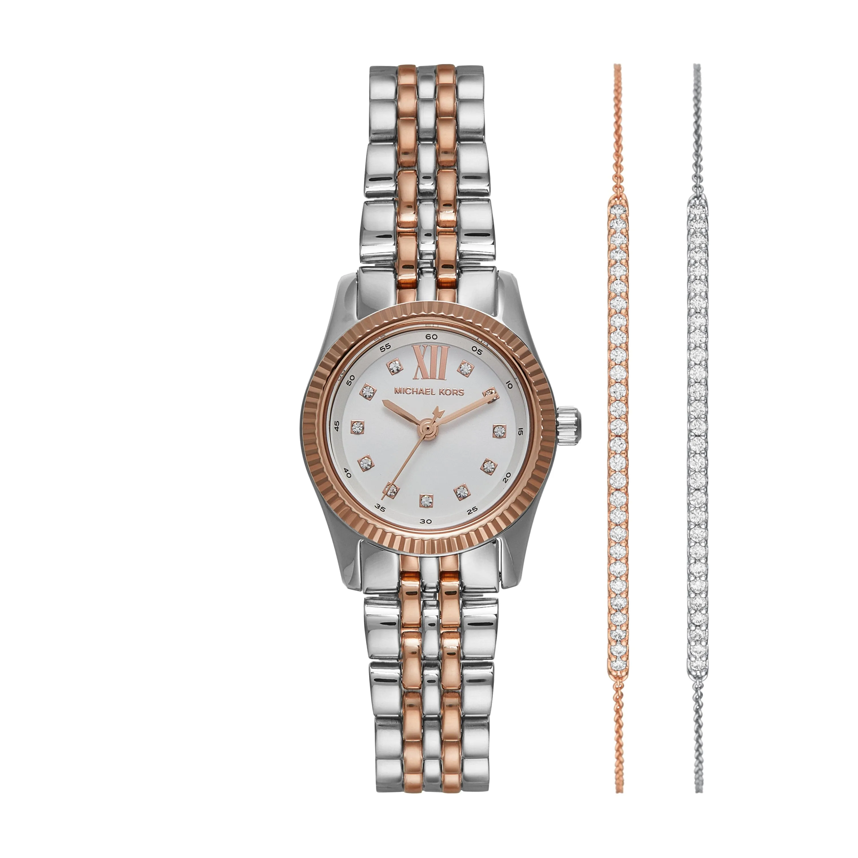 Michael Kors Lexington Three-Hand Two-Tone Stainless Steel Watch and Bracelets Gift Set MK4817SET