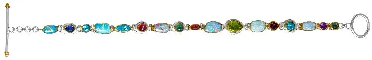 Michou SS/22K Vermeil Ameth, Topaz, Quartz, Kyanite and Opal Bracelet