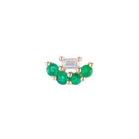 Mini Baguette Emerald Lace Stud (Single) (ready to ship option)*