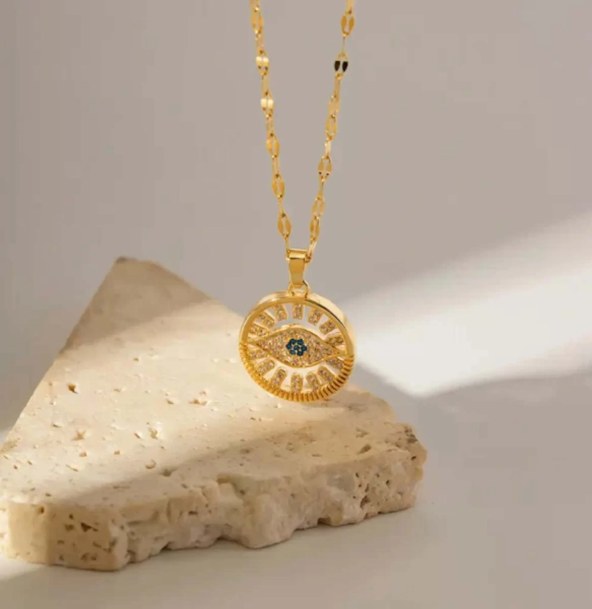 Minimal evil eye necklace