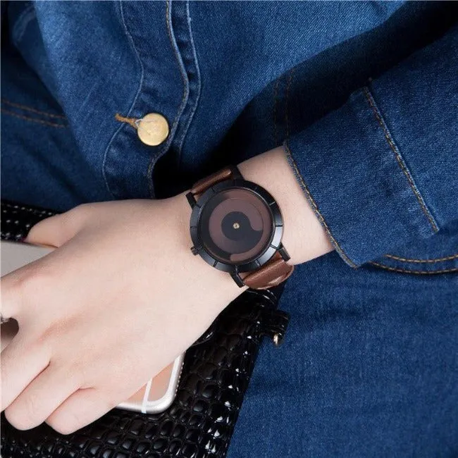 Minimalist Vortex Leather Wristwatch