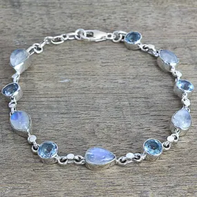 Misty Sky Moonstone & Topaz Link Bracelet