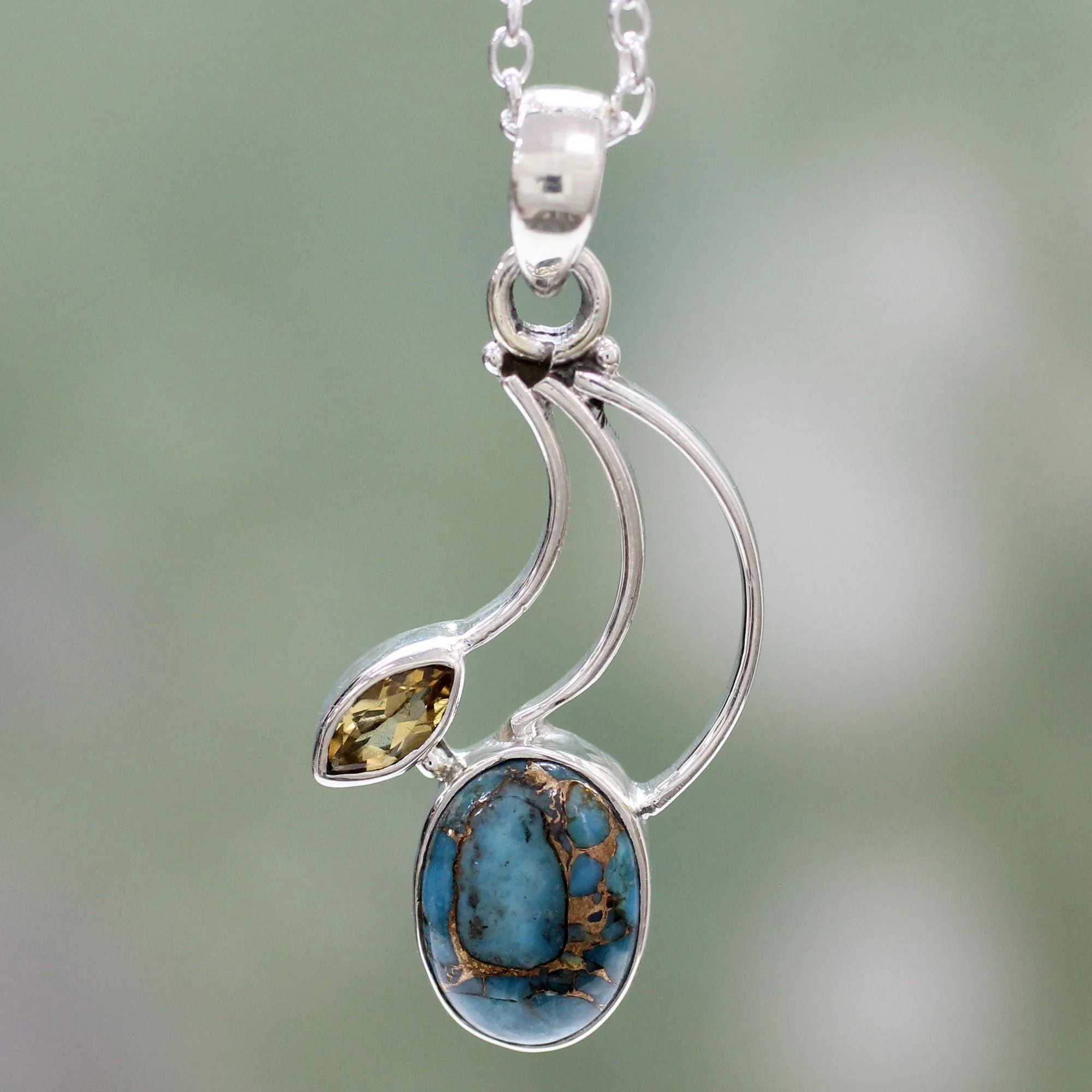 Modern Mystique Turquoise & Sterling Silver Pendant Necklace