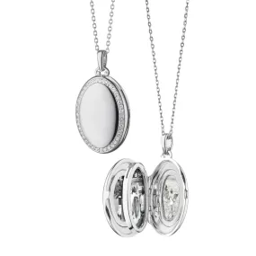 Monica Rich Kosann Mini White Sapphire Border Four-Images Locket