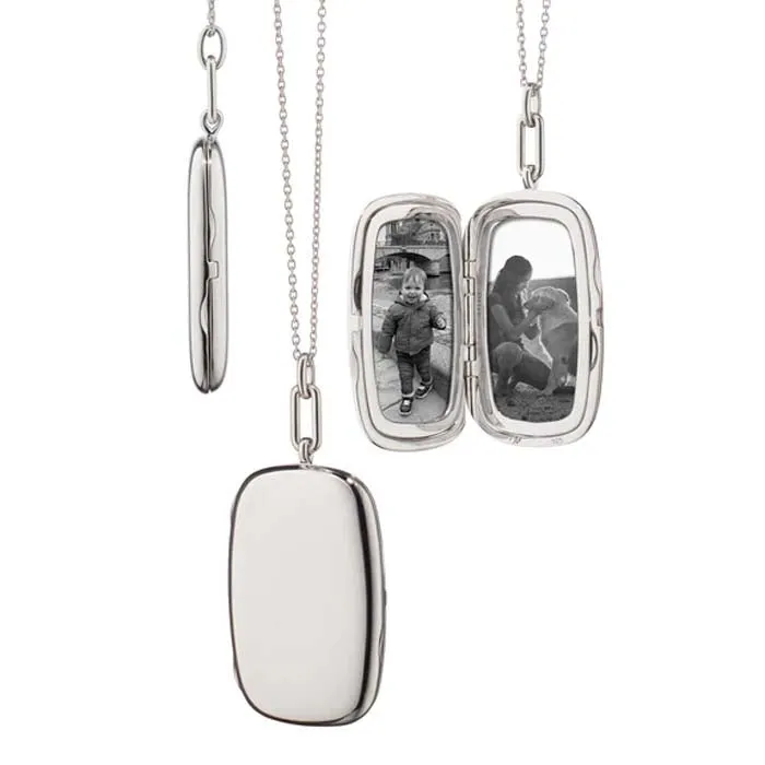 Monica Rich Kosann "Finn" Slim Locket Necklace in Sterling Silver