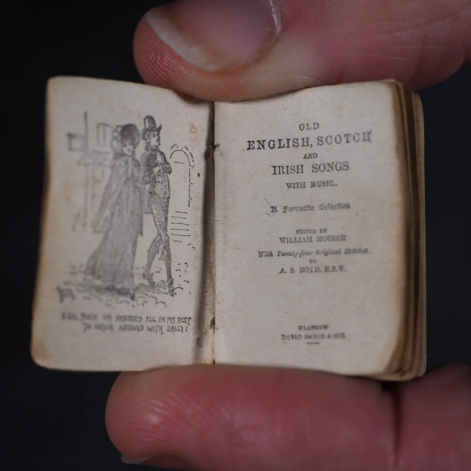 Moodie, William, editor. Old English, Scotch and Irish songs with music : a favourite selection with 24 sketches by A.S.Boyd. Bryce, David & Son. Glasgow. 1895.