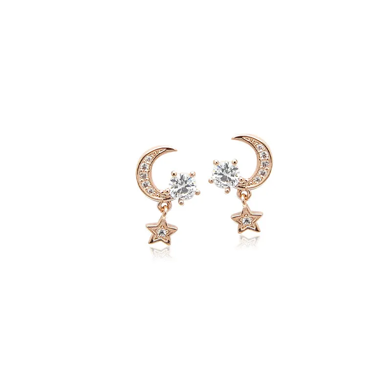 Moon & Star Cubic Zirconia Earrings