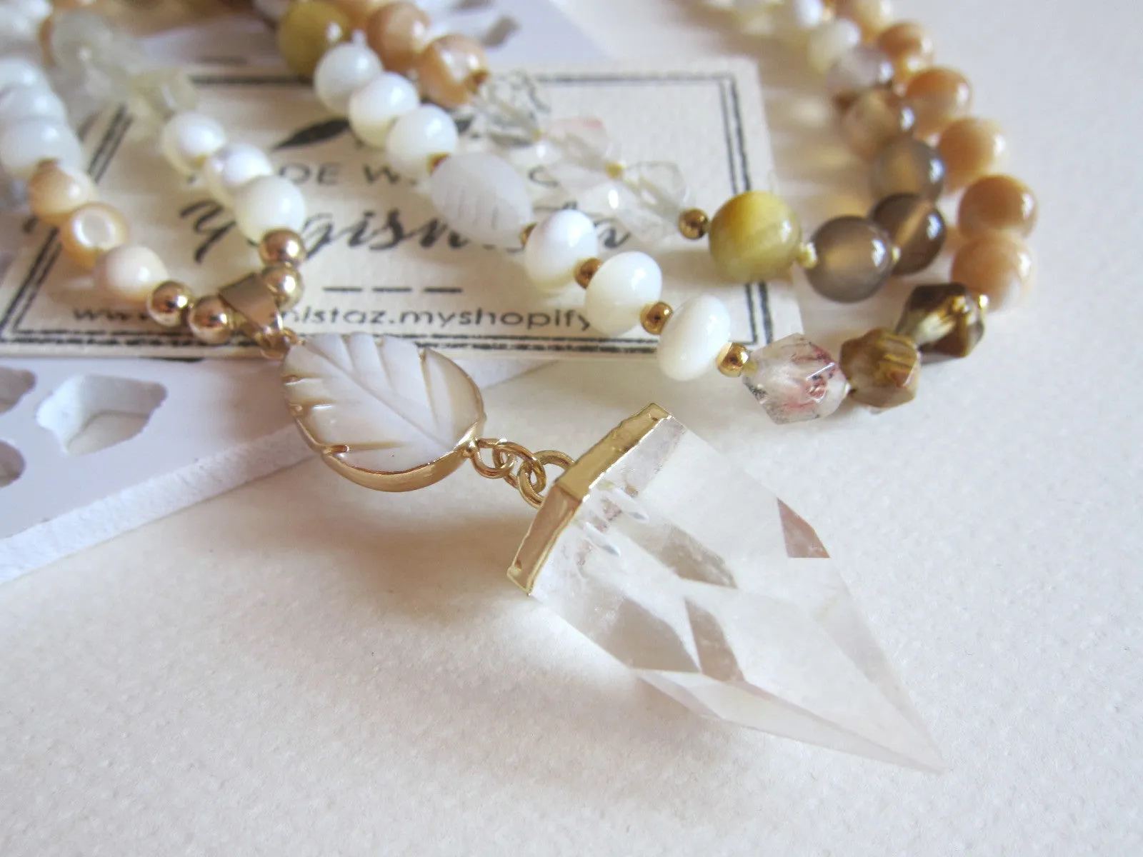 Mother of Pearl Goddess Beaded Necklace - Mother's Day Gift Ideas