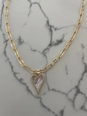 Mother of Pearl Heart Necklace