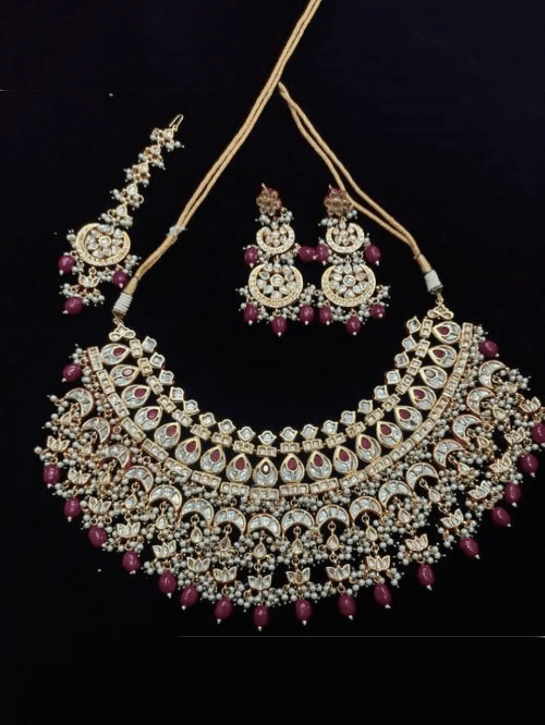 Multi Chand Broad Meena Necklace Set