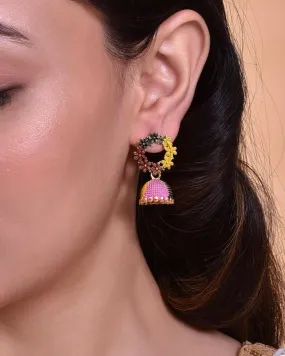 Multi Color Contemporary Jhumka Earrings - Voj