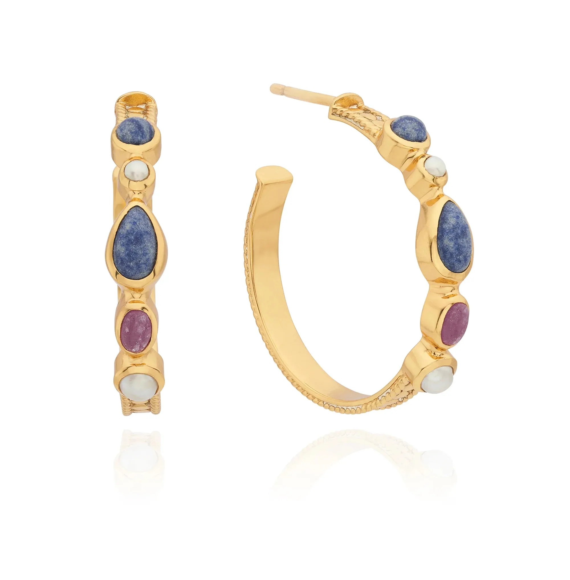 Multi Stone Hoop Earrings