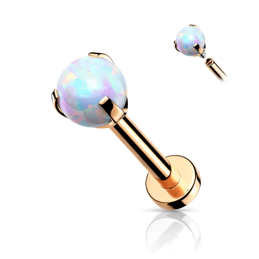 Mystic Opal Internally Threaded Body Jewellery with Rose Gold Plating. Labret, Monroe, Tragus and Cartilage Earrings.