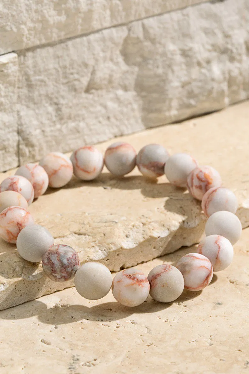 Natural Stone Beaded Bracelet - Red Picasso