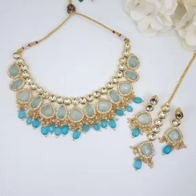 Nimra Kundan Necklace Set Blue