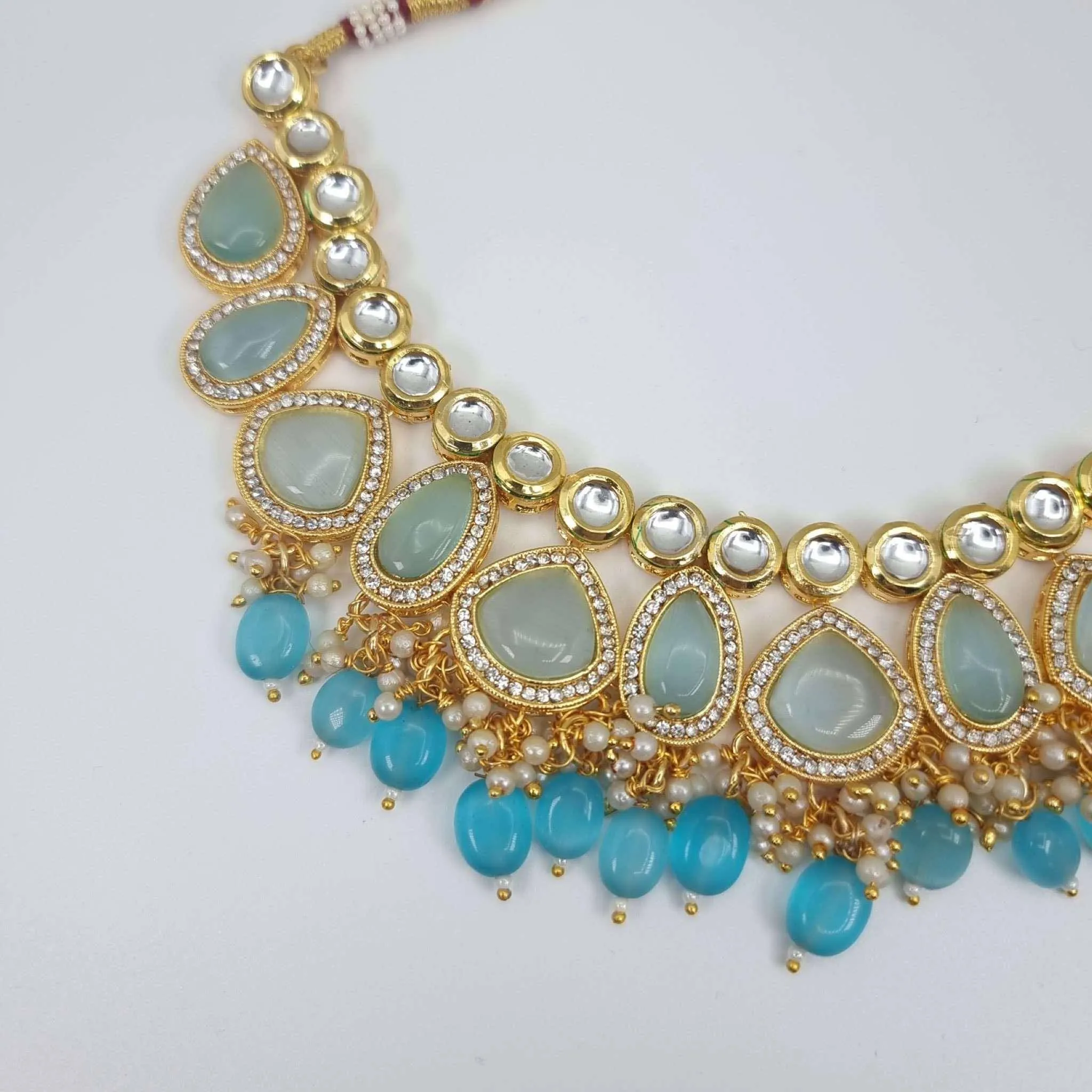 Nimra Kundan Necklace Set Blue