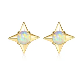 North Star Opal Earrings (Yellow Gold)