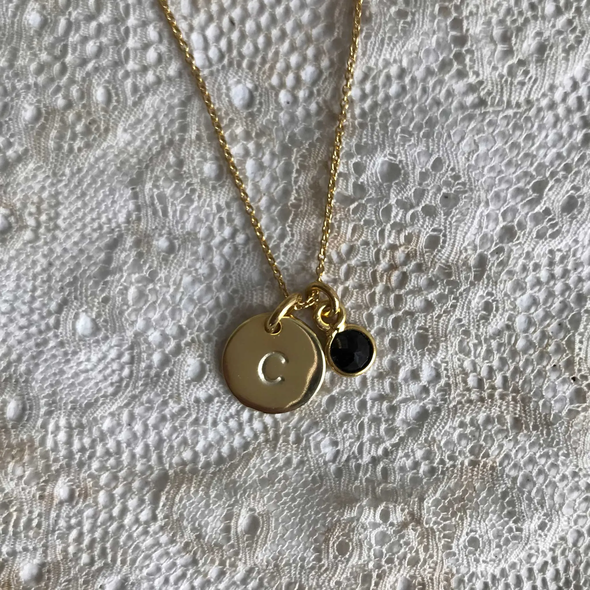 onyx | 'initial coin' necklace | 24k gold plated